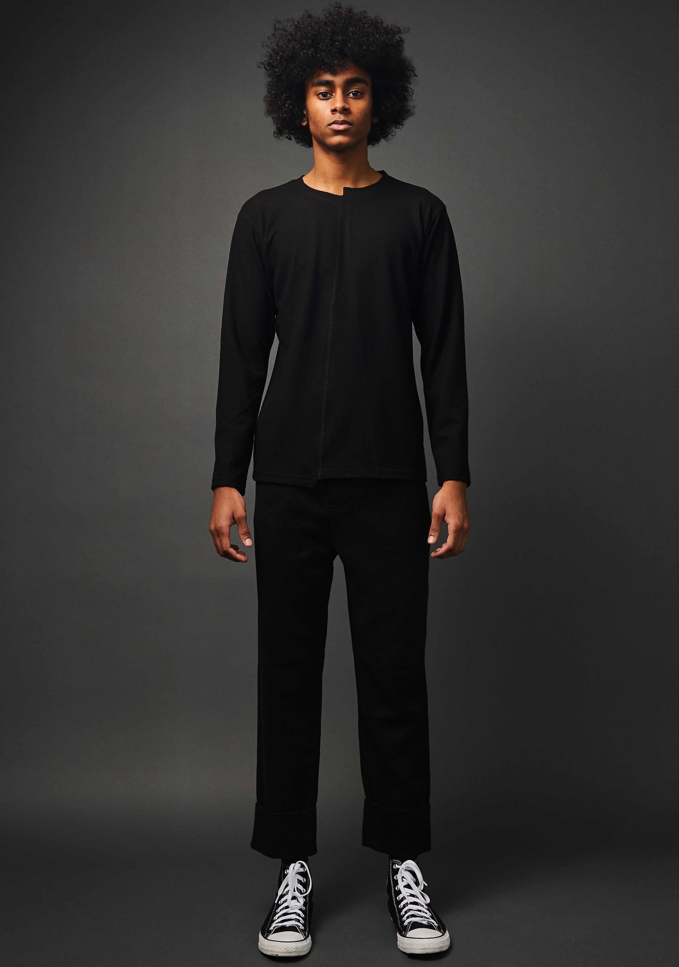 Black Asymmetrical Knitted Shirt