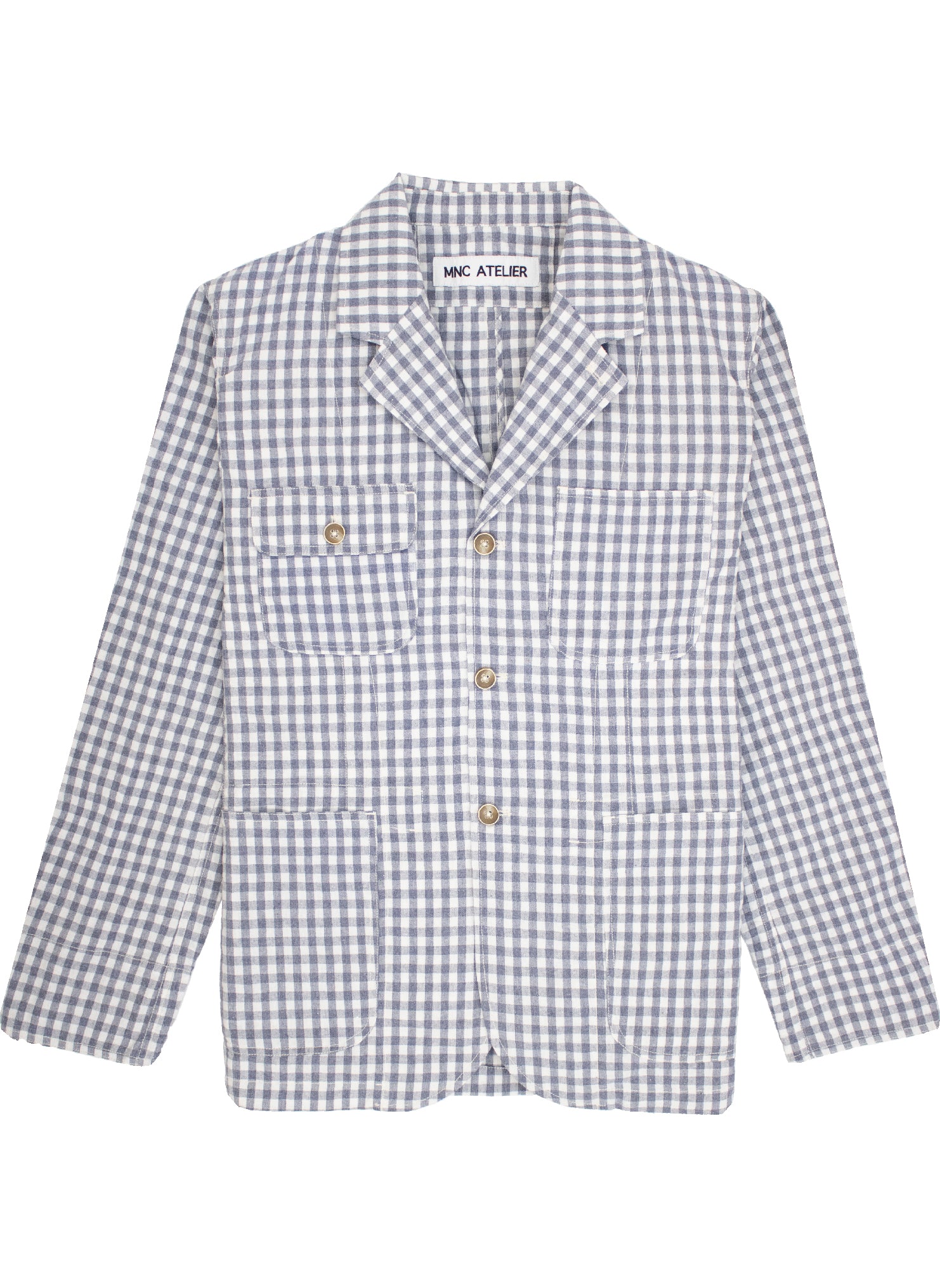 Benjamin Cotton Linen Relaxed Jacket in Blue Gingham