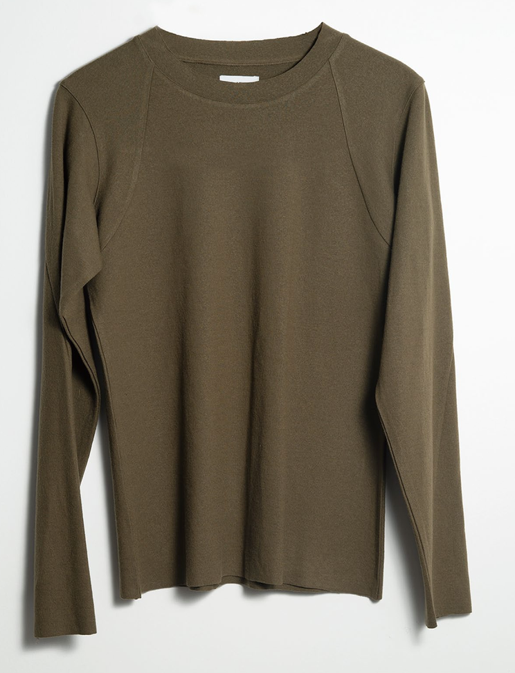 Laser Collar Long Sleeve Knit in Olive