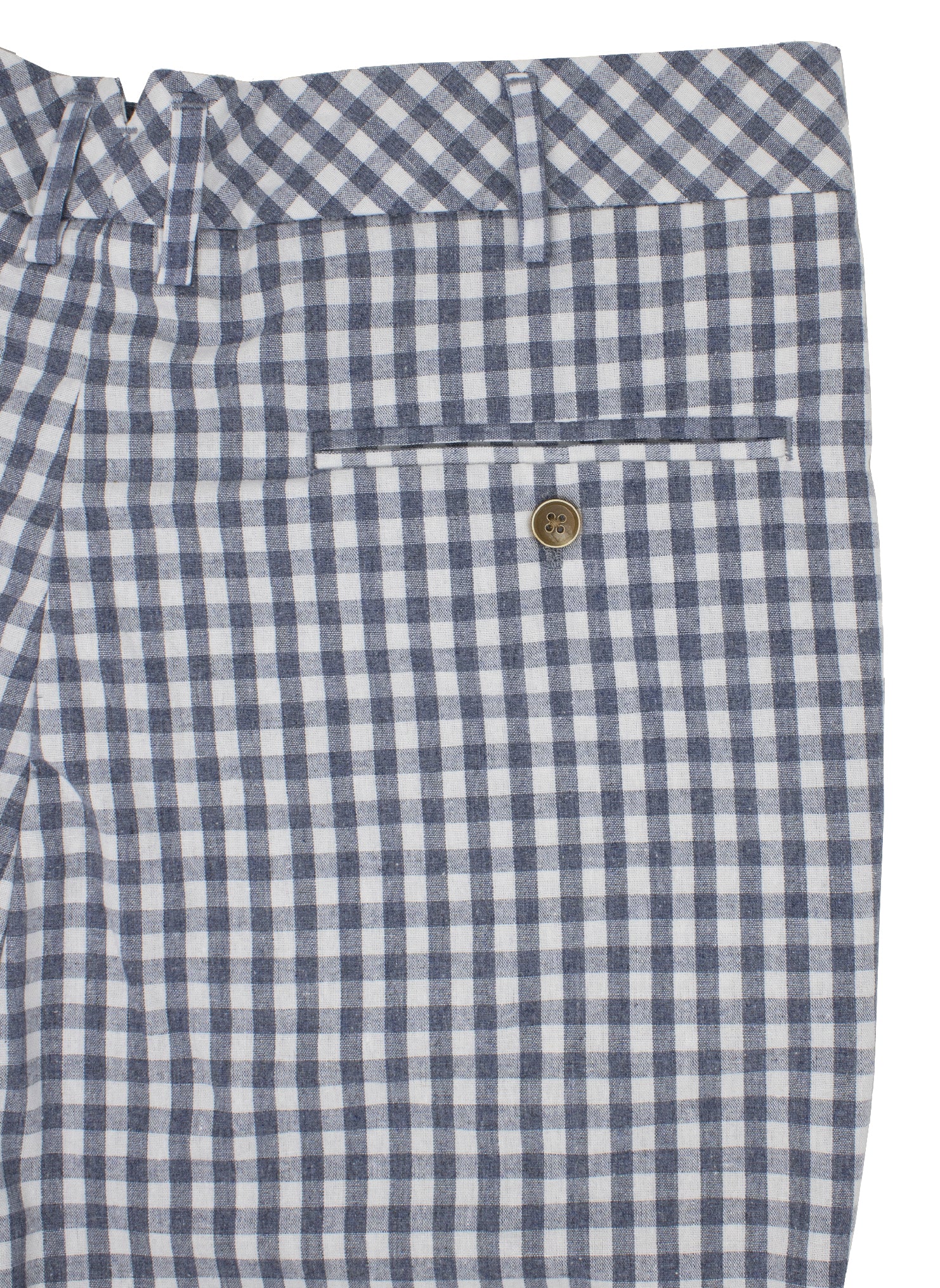 Walter Linen Tailored Trouser in Blue Gingham