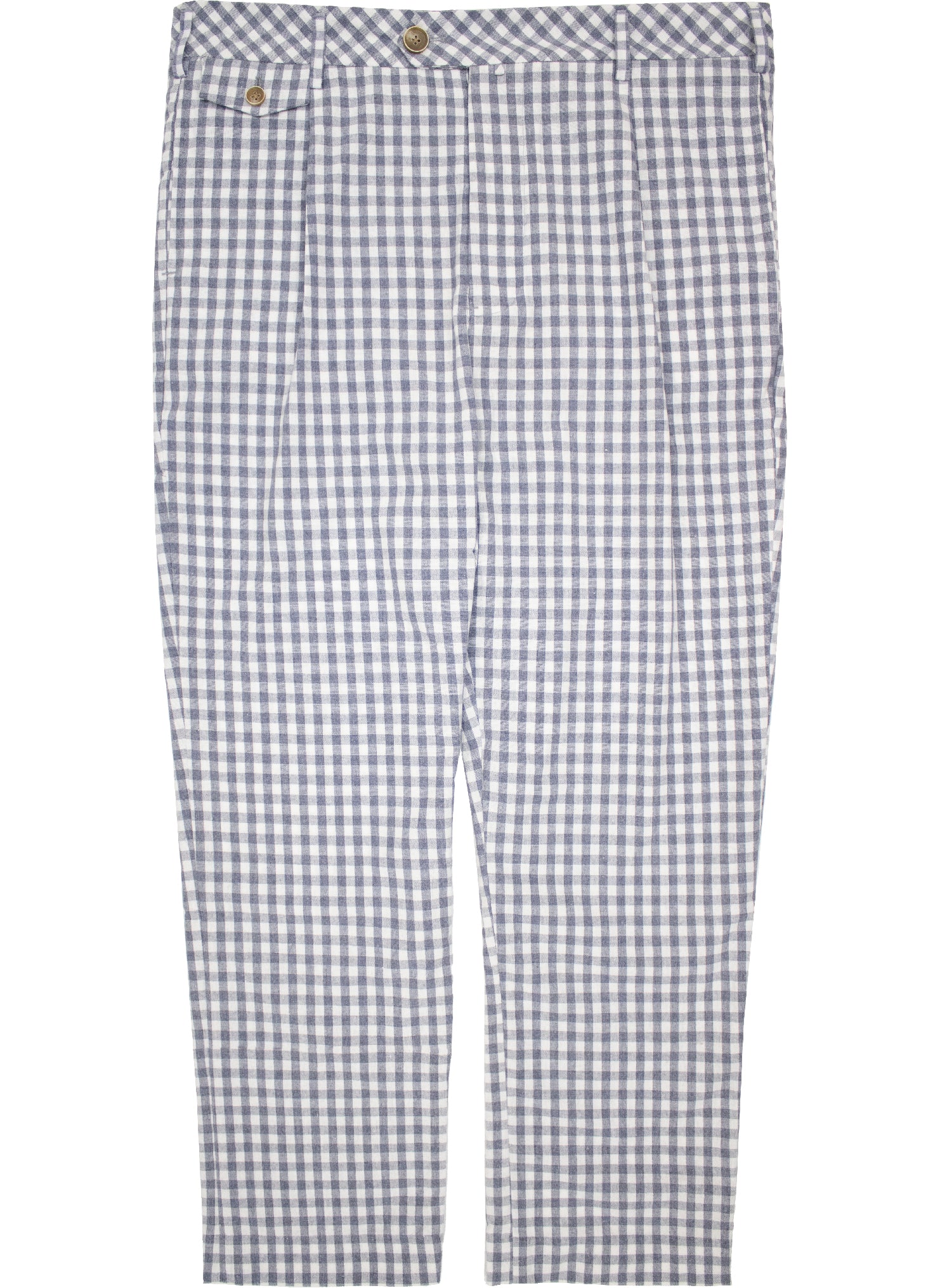 Walter Linen Tailored Trouser in Blue Gingham